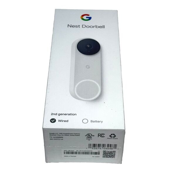 Google Nest Doorbell 2nd Gen Wired (Snow) Smart Video Doorbell NEW SEALED - Picture 2 of 6